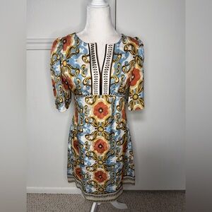 Phoebe Couture Silk Multicolor Floral Patterned Mini Dress size 10